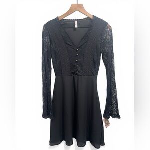 Xhilaration Black Lace Dress with Belle Sleeves - Size Medium NWT